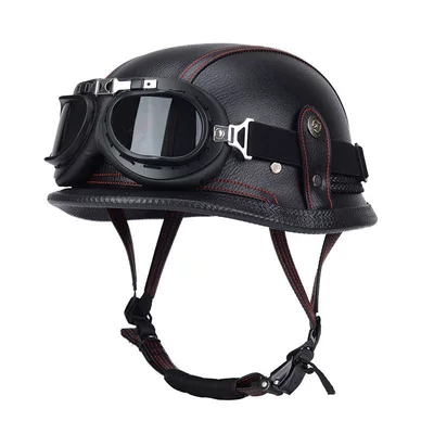 Motosiklet kaskı (dəbilqə) – Soldier Helmet - black-and-red-line-line-matching-black-frame-harley-mirror-m