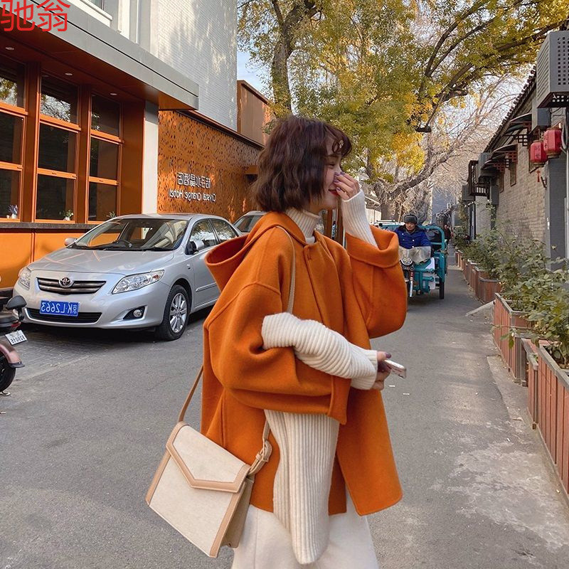 Woolen brand Korean double-sided cashmere short trench coat for…