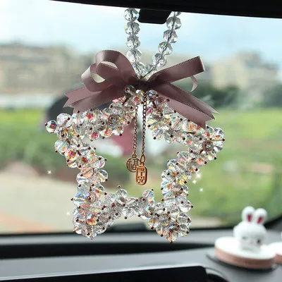 New car star crystal pendant for car interior rearview mirror decoration, safety charm, high-end internet celebrity hot item (Car hanging) - white-lucky-star-crystal-pendant