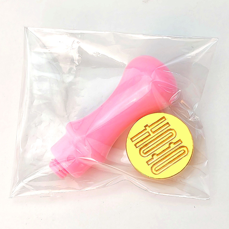 금속 해피 캐릭터 헤드 + 핑크색 원형 손잡이 (OPP 가방)