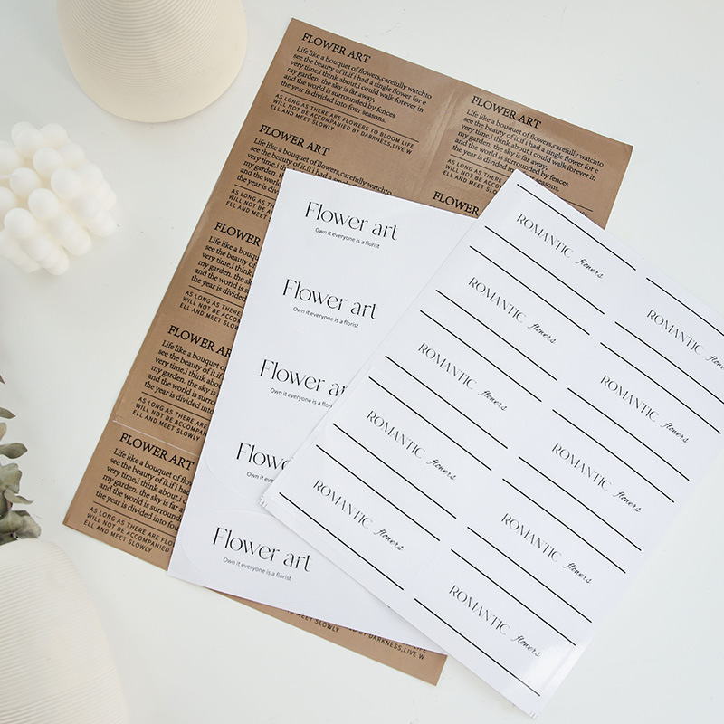 Pegatinas para empaquetado de flores al por mayor, materiales florales para bricolaje, pegatinas autoadhesivas impermeables en inglés para el Día de San Valentín.