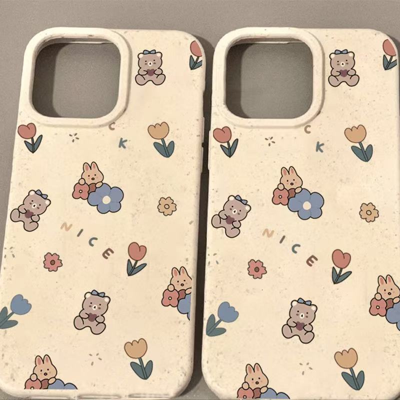 Flower Bear para Apple 15pro funda para teléfono móvil iPhone16 linda chica 13/14/12 Japón y Corea 11x
