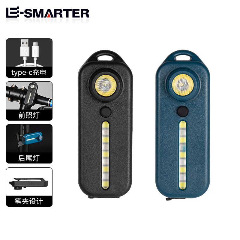 Luz de advertencia de seguridad portátil recargable con clip de pluma Luz trasera láser de bicicleta de montaña