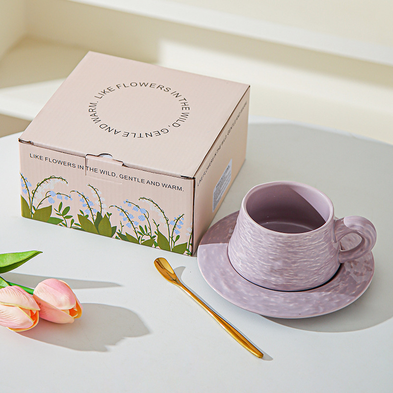 Tazas de café de cerámica de piedra de alta calidad, platos de oficina, tazas de café lujosas, copas de desayuno, regalo de mano.