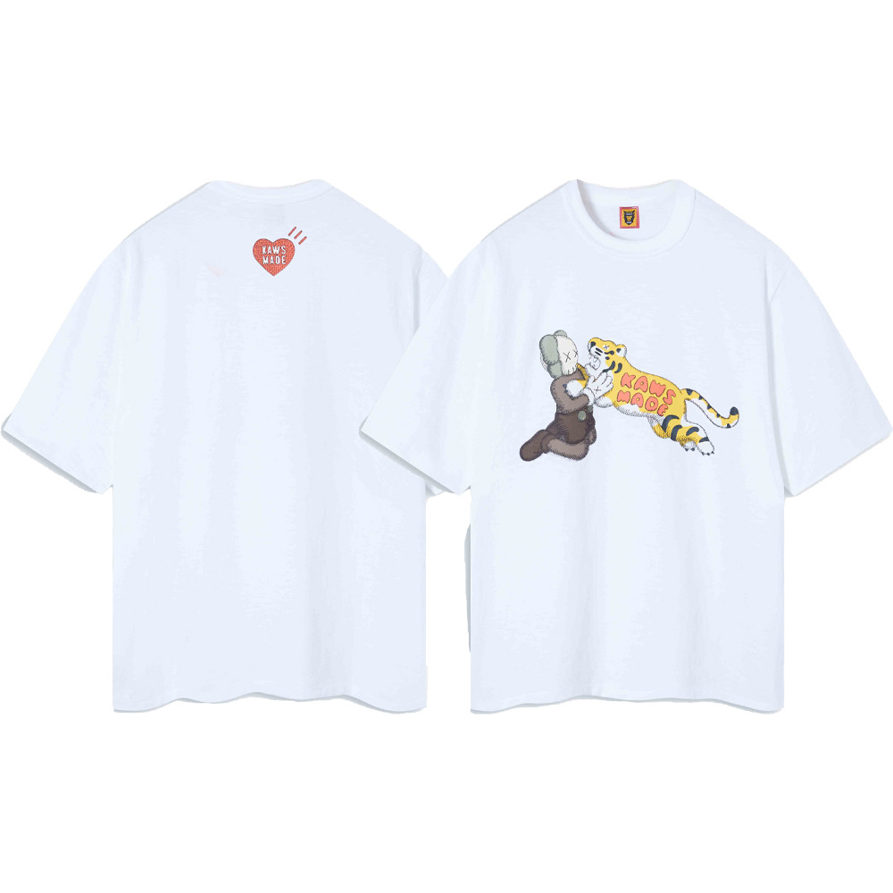 Marca de moda japonesa de bambú pesado algodón suelto pareja de hombre y mujer cilindro camiseta de manga corta media manga TEE