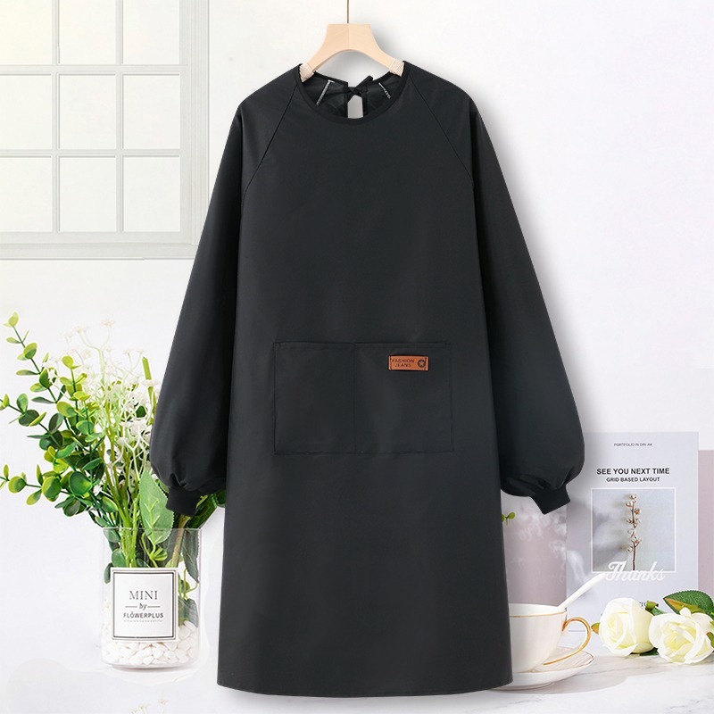 Black-BC801 긴 소매 방수 가죽 라벨 더블 포켓