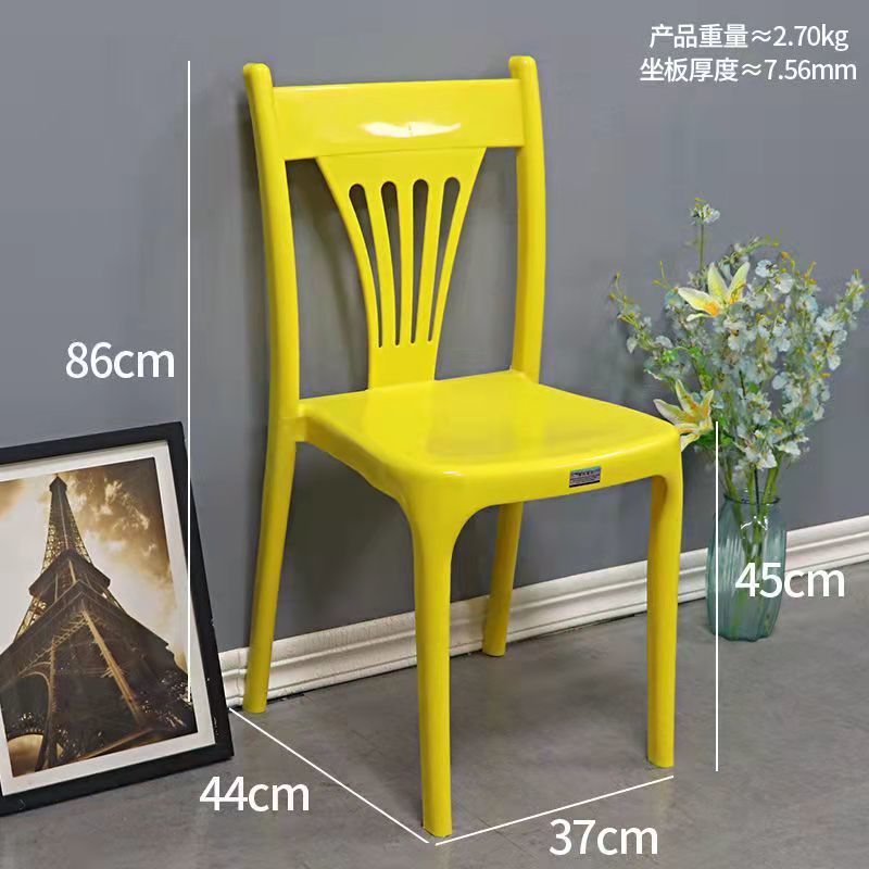 Silla de plástico con respaldo, engrosada, para puestos de comida al aire libre, restaurantes de comida rápida, restaurantes de playa, silla de comedor de plástico sencilla para uso doméstico, venta al por mayor.