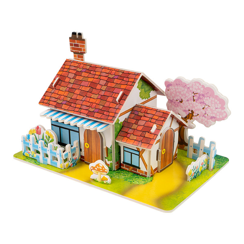 新しい幼稚園のプレゼントdiyヨーロッパ式別荘立体パズル子供たちは自分で紙製の3dモデルを作ります。