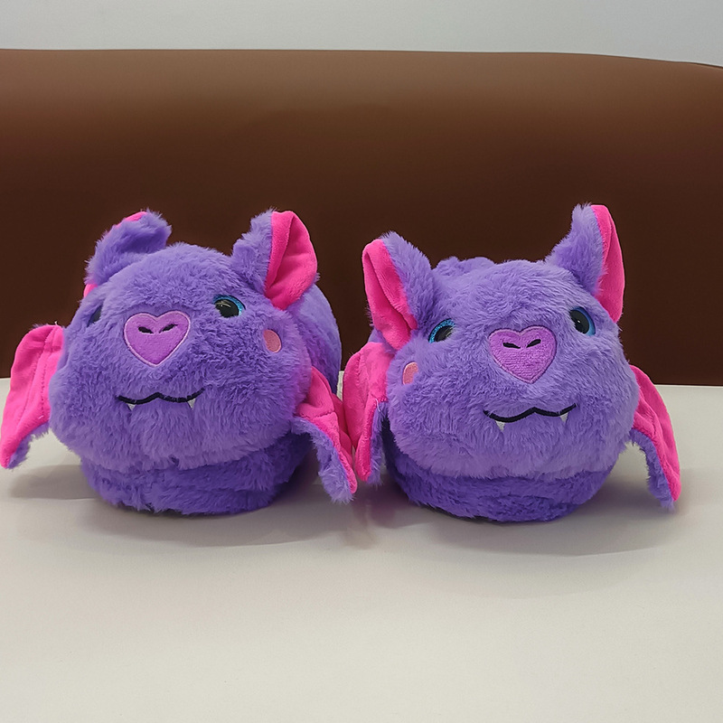 Cross-Border Popular Baby Bat Purple Ladies Slippers Purple Bat Plush Bedroom Slippers