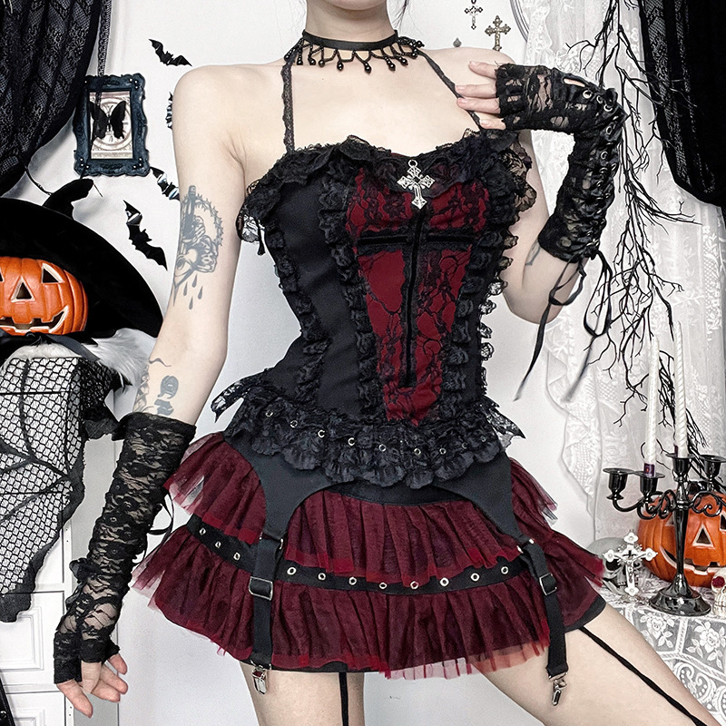 Xs24290 Duchess Tube Top Chain Top for Women Halloween Gothic Fashion Sexy Sexy Versatile Vest