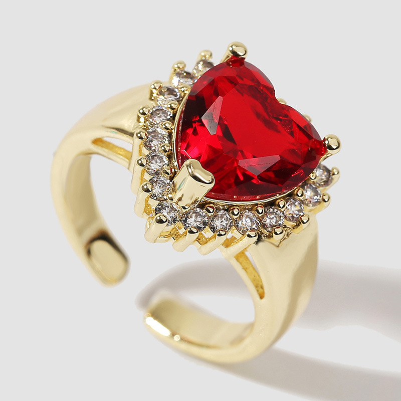 simple trend copper inlaid zirconium ring gold plating ring