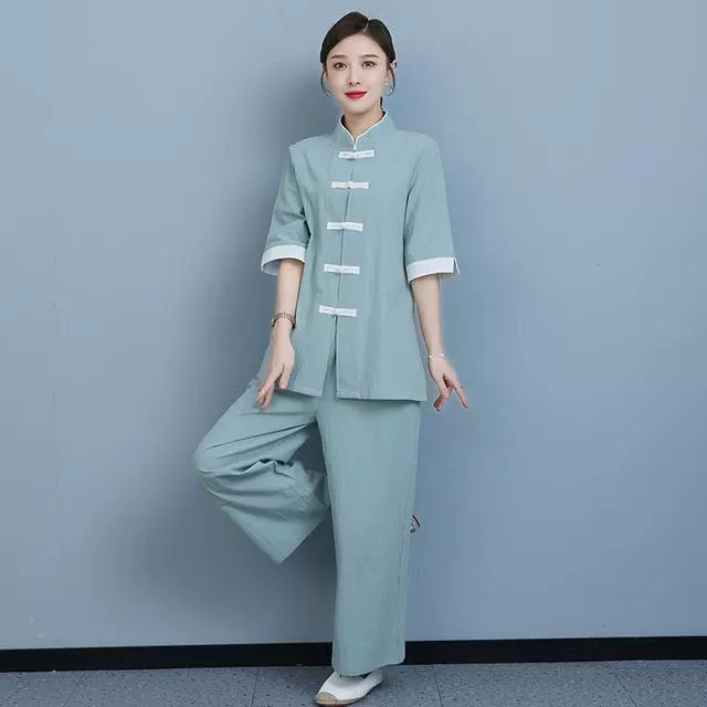 Yoga clothing, set, Chinese style, cotton and linen