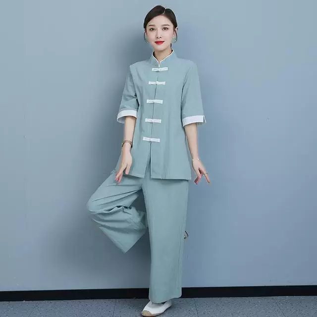 Yoga clothing, set, Chinese style, cotton and linen