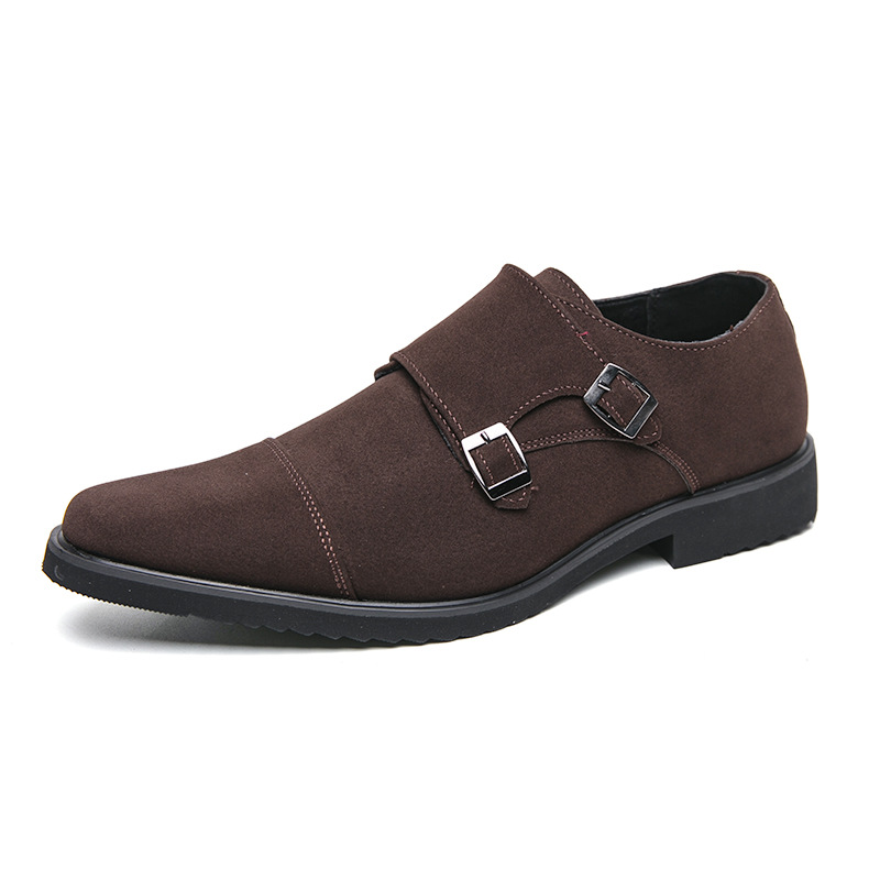 Zapatos de vestir para hombre de ante con doble hebilla elegante_voghion.com