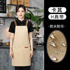 新款网红围裙定制logo印字防水餐饮奶茶蛋糕店西餐厅咖啡店专用玲