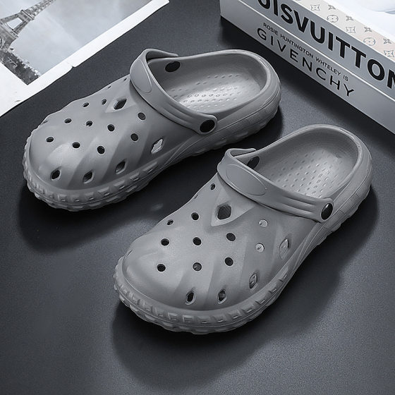 Croc Shoes Men's Summer Outer Wear Non-Slip Thick-Soled Tire Driving Slippers Office Work Toe-Toe Dual-Purpose Sandals