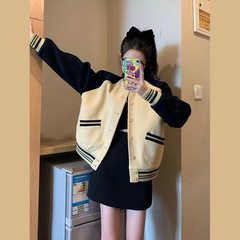 薄款高街棒球服女学院风韩版印花撞色个性帅气百搭休闲夹克外套