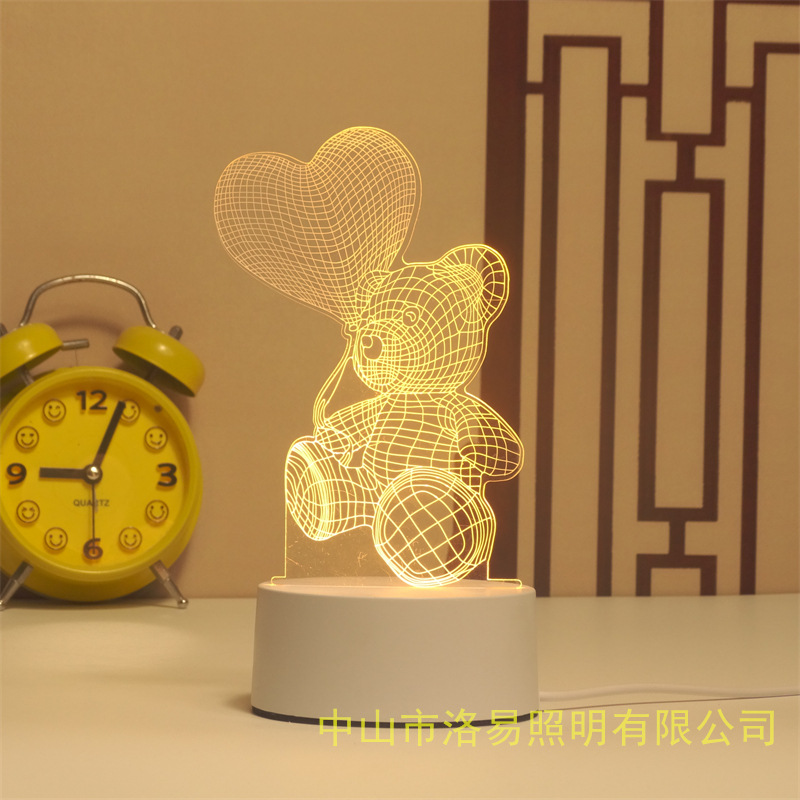 3D lámpara de noche acrílica atmósfera regalos de cabecera atmósfera lámpara de evento regalos al por mayor DIY lámpara de escritorio ideas de Navidad