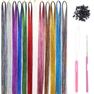 Amazon's Hot-Selling Filament Laser Gold Wire Shiny Metal Wire Colorful Seamless Hair Extensions Source Factory