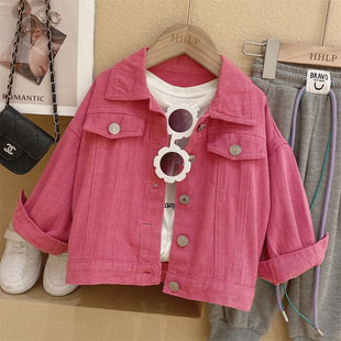 Джинсовая куртка, детский осенний жакет для девочек, в западном стиле, коллекция 2023, осенняя, детская одежда