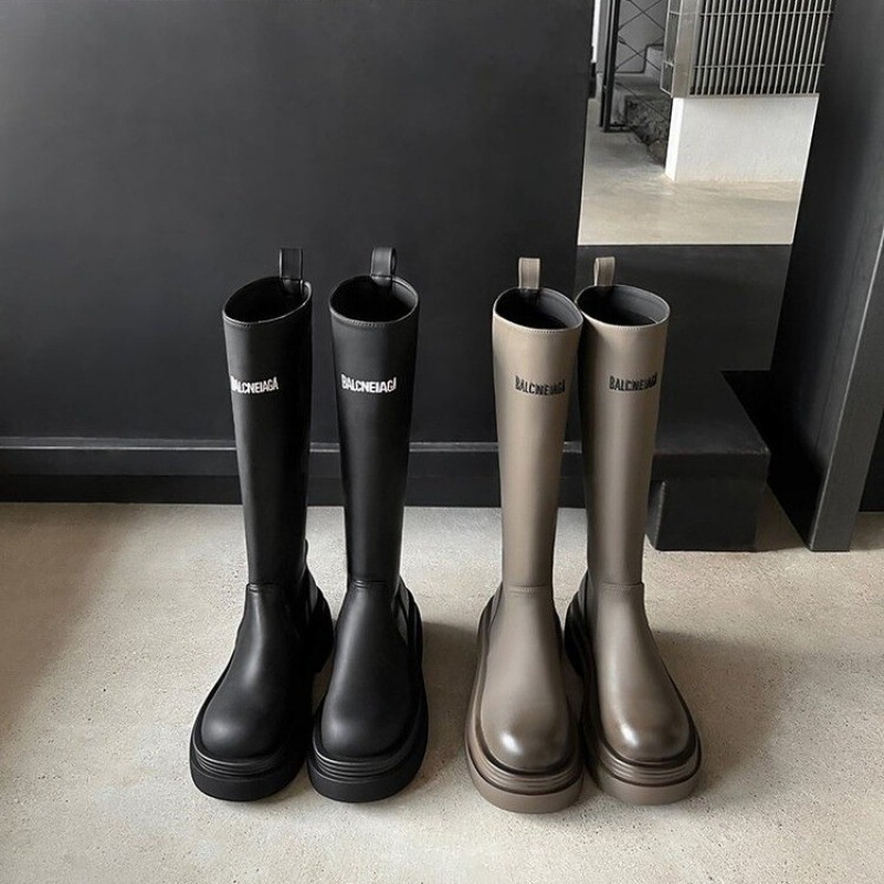 Uncle's Home Same Style ~ Widened Boots Women's 2024 New Thick Heel but Knee chubby girl Boots