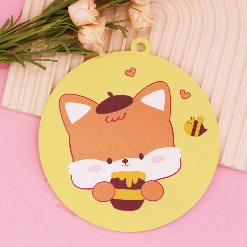 Gran jarra redonda de miel y posavasos de zorro