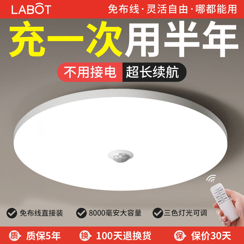 Rechargeable Radar Human Body Sensor Led Ceiling Light, No Wiring Needed, Ultra-Long Battery Life, Large Capacity, for Entryway, Stairs, Hallway