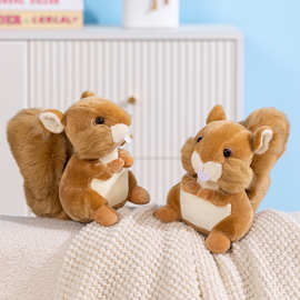 跨境仿真大尾巴松鼠公仔毛绒玩具儿童生日礼物动物园纪念品摆件