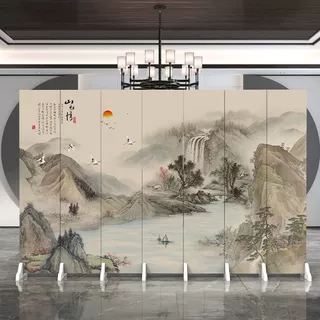 中式屏风隔断客厅遮挡饭店包间移动折叠茶室办公室简易双面折屏障