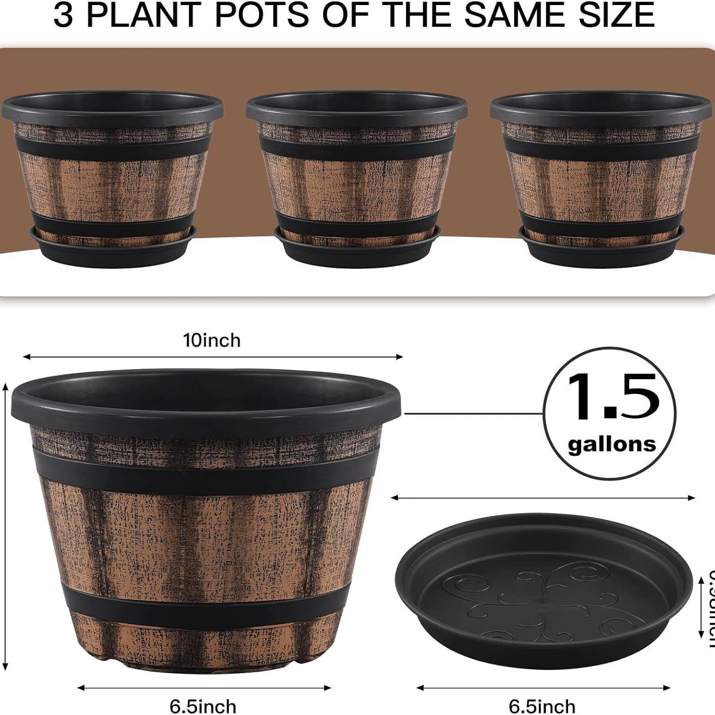 Индивидуальное кросс-зеркало, хит продаж, ретро-имитация деревянной бочки, пластиковый цветочный горшок, утолщенный большой фруктовый дерево, гидропонная чаша для водяной лилии, цветочный горшок для лотоса