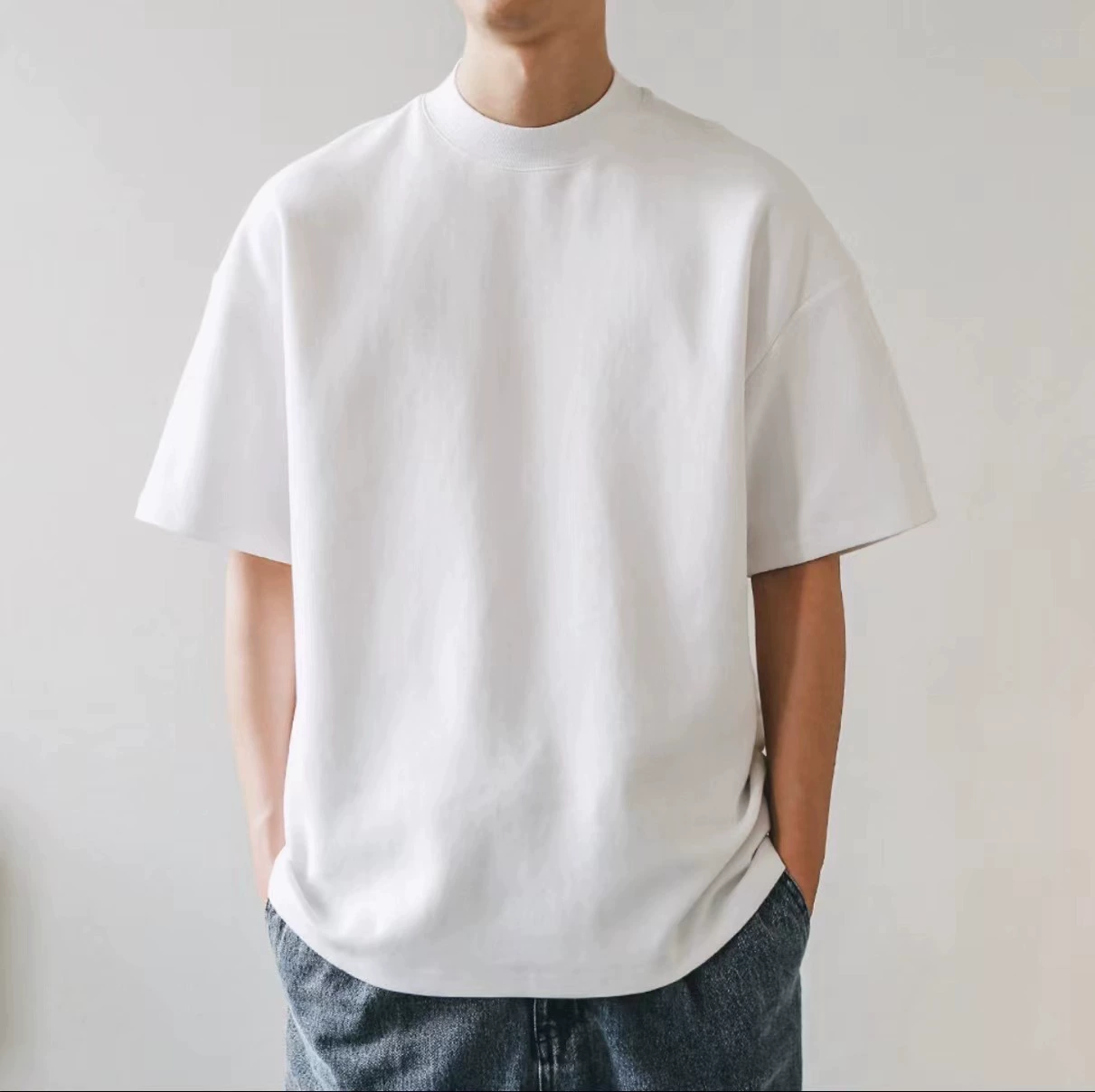 400g heavy cotton T-shirt thick and opaque short sleeve men's and women's American-style small neckline loose plus size bottoming top