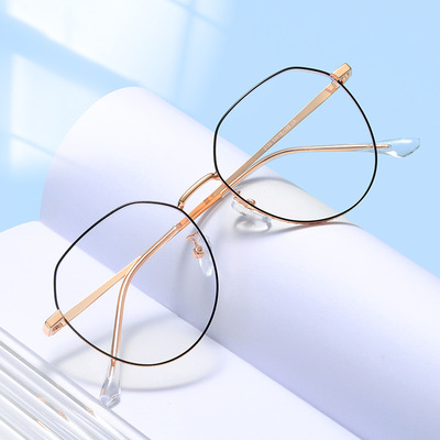 新款防藍光抗輻射電腦護目鏡半钛腳眼鏡框女平光眼鏡架男士潮流