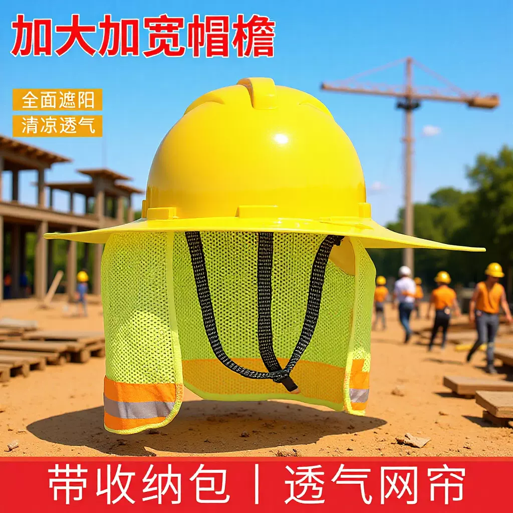 安全帽防晒遮阳帽神器防尘透气遮阳帘工地安全量大从优工地专用