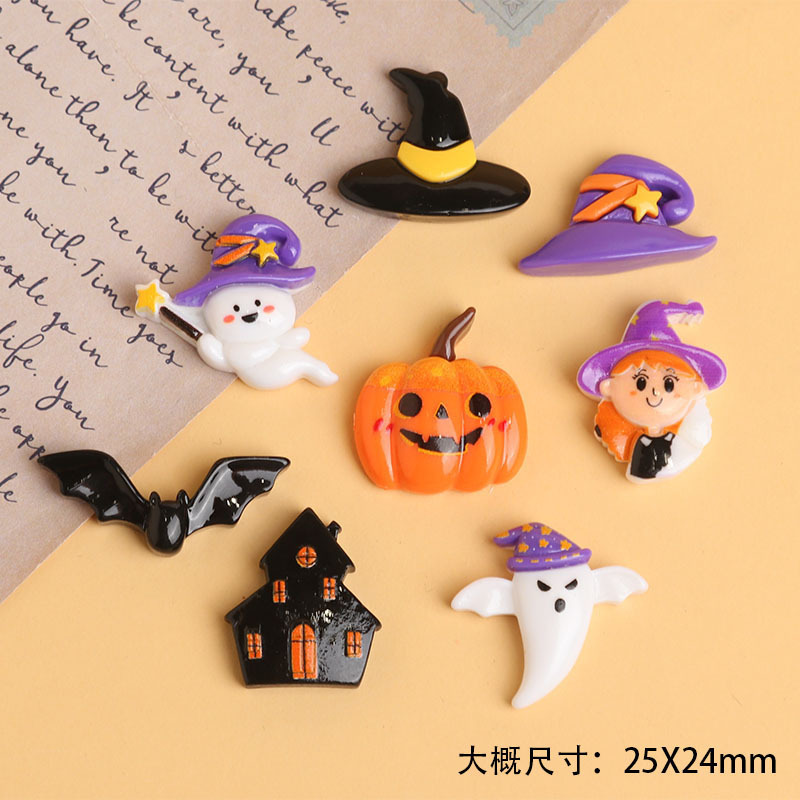 漫画面白いハロウィンゴーストカボチャ樹脂アクセサリー diy ジュエリーヘアアクセサリーキーホルダーペンダント下駄バックル|undefined