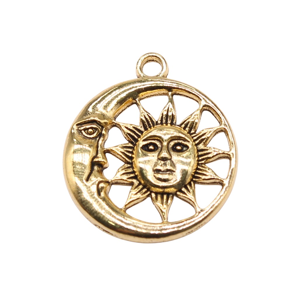 3g Weight Pendant Jewelry Making Type DIY Jewelry Accessories Classification 1 Piece Quantity Alloy Material Sun, Moon Pattern Plating Design Retro Style 1 Piece Alloy Sun Moon Pendant 6