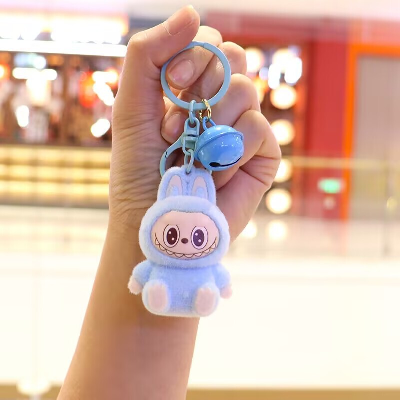 Labubu 植毛かわいいペンダント 6 センチメートル座りラブバッグキーホルダーかわいい漫画立体人形|undefined