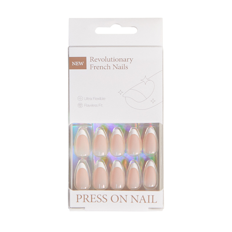 2023 nueva pieza de arte de uñas francés color desnudo avanzado 30 piezas desgaste en caja de uñas simple tienda de uñas pieza de arte de uñas