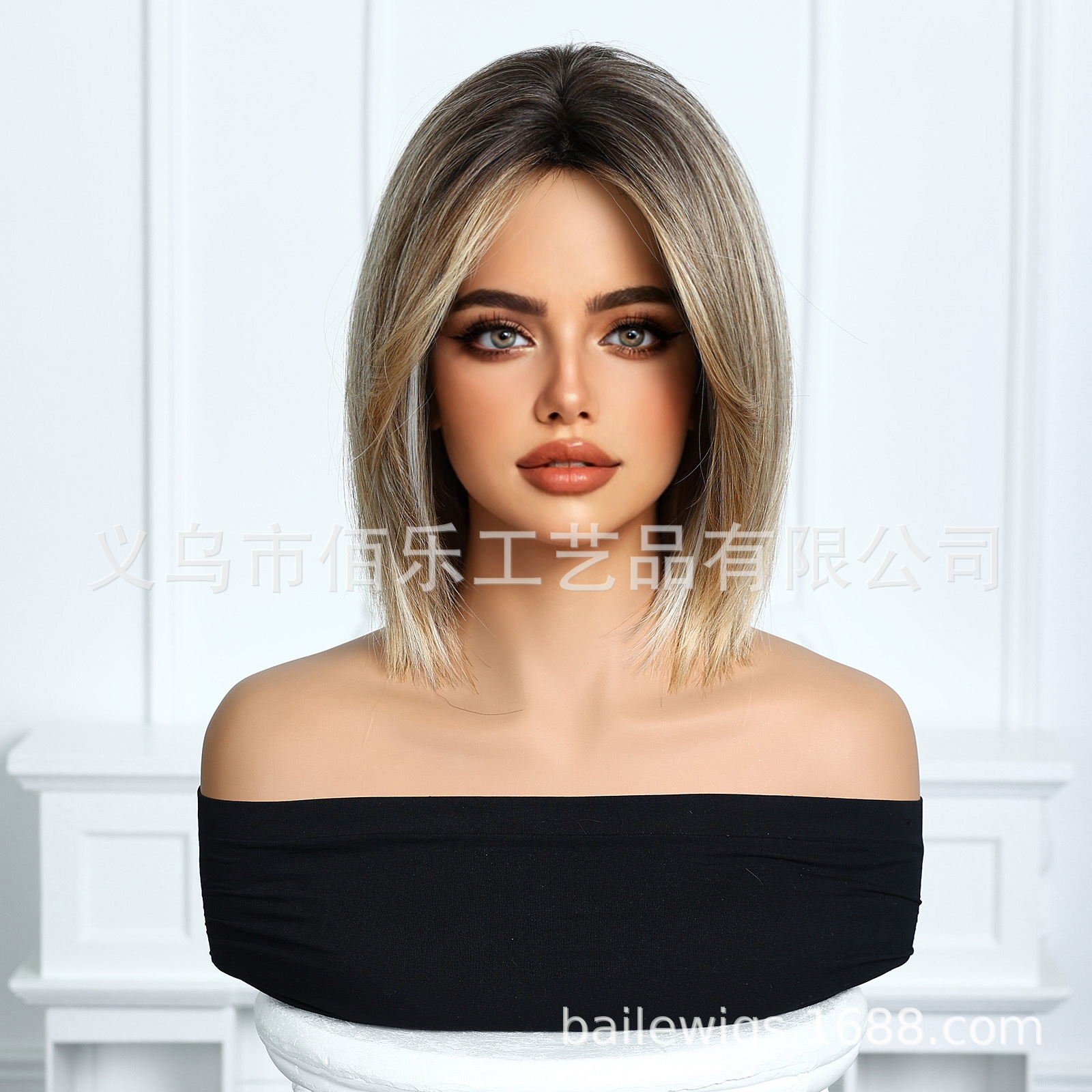 Bo Bo Bo peluca larga hombro marrón natural cabello recto transfronterizo fábrica al por mayor en stock cabello