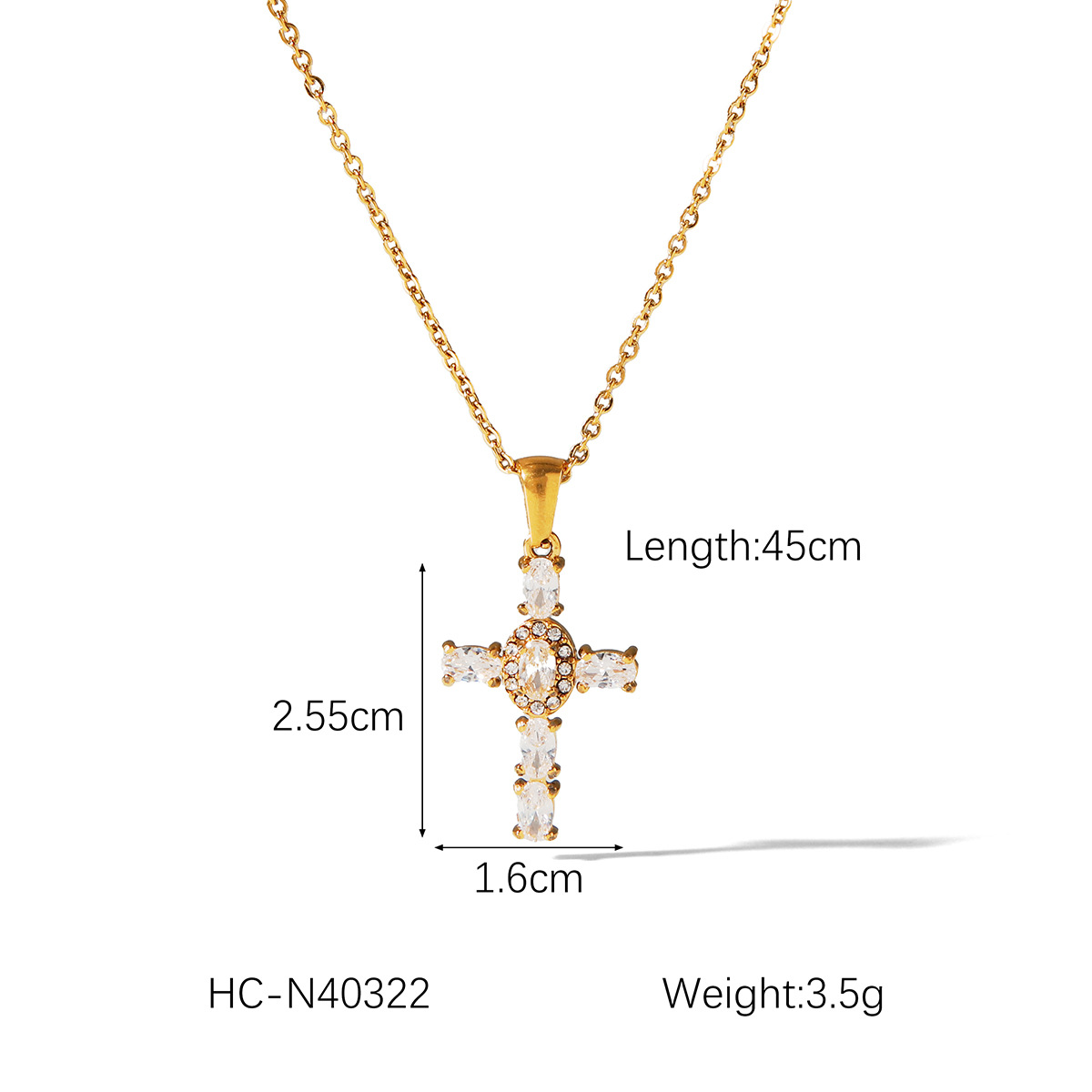 Holiday, Daily, Selfie Occasion PVD Coated Real Gold Plated Cross 304 Stainless Steel Casual Elegant Lady Waterproof Non Tarnish 304 Stainless Steel Pendant Necklace
