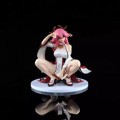 ゲーム周辺2代八重神子屑狐しゃがみ姿車載モデル人形置物箱入りフィギュア