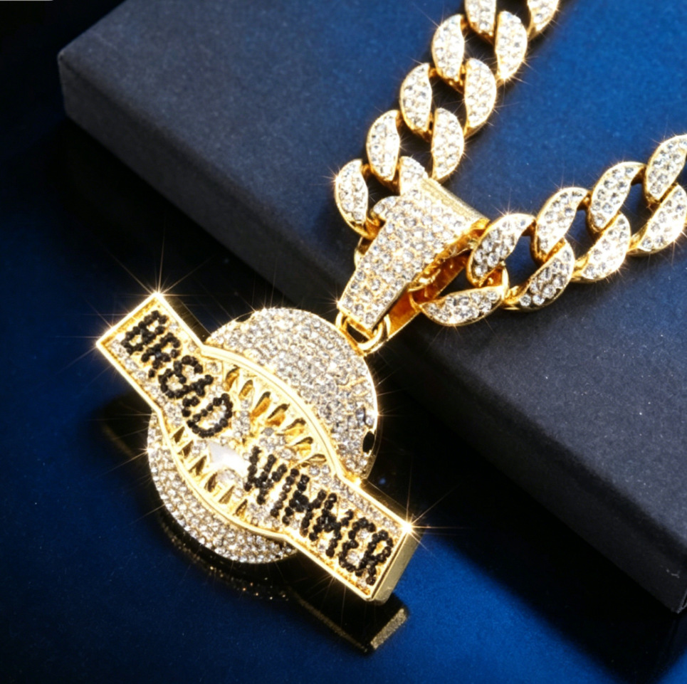 Collar con colgante de tiburón con diamantes, estilo hip-hop europeo y americano, cadena grande de oro, accesorio moderno para hombre con personalidad rap.