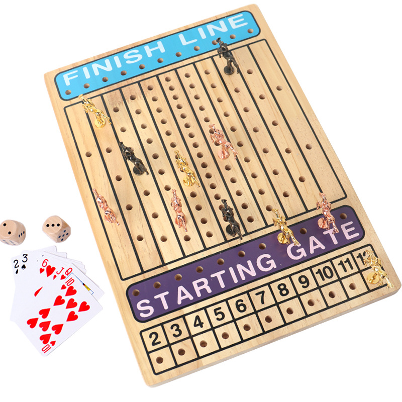 Juego de carreras de caballos para niños, ajedrez, pensamiento divertido, juego de batalla interactivo, juguete de educación temprana para bebés de madera