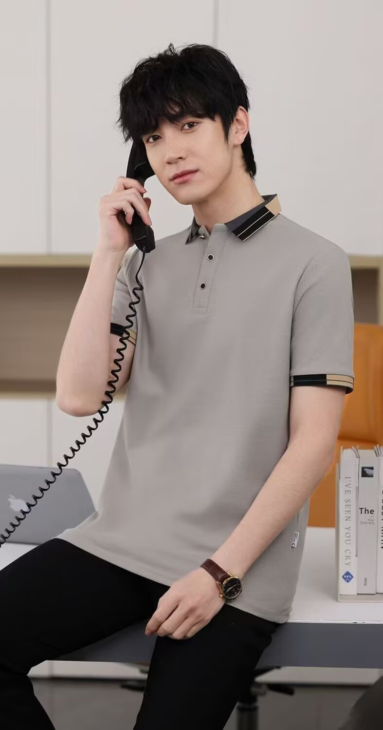 Camisas de verano de manga corta polo con cuello de color pesado con cuentas solona con collar de tela impresa personalizada logotipo