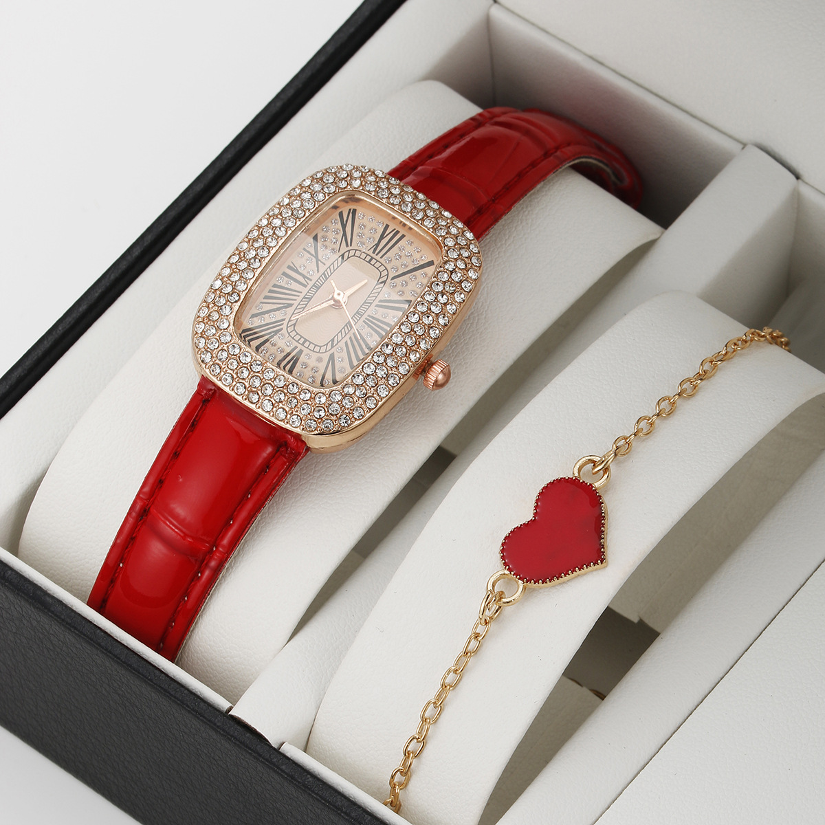 Rectangle Dial Shape Vacation Simple Style Square Heart Shape Buckle Quartz Watch Women's Watches