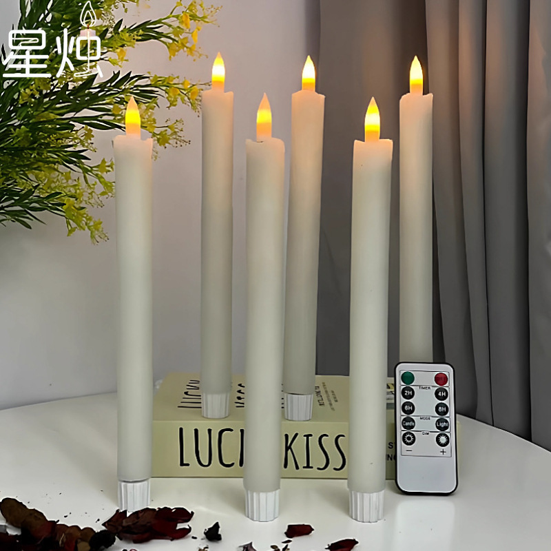 Flameless Candle with Flickering Long Stem Led Electronic Candle Light Dinner Western Restaurant Date Candle Holder Props Candle Light Flameless Candle with Flickering Long Stem Led Electronic Candle Light Dinner Western Restaurant Date Candle Holder Props Candle Light