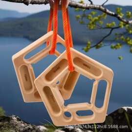 木制五边形手臂训练指力板户外便携式登山指板实木吊板攀岩支架