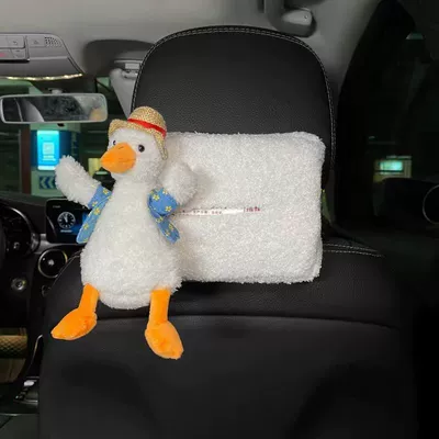 Car tissue box/set with women, creative and cute tissue - no-specifications-lamb-wool-hat-with-cheer-duck-design