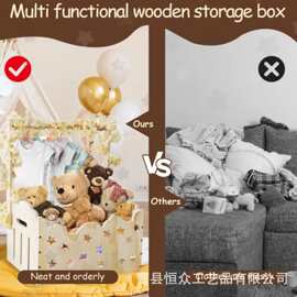 木制沐浴箱婴儿洗浴用品收纳篮可手提衣物储物篮家用置物篮