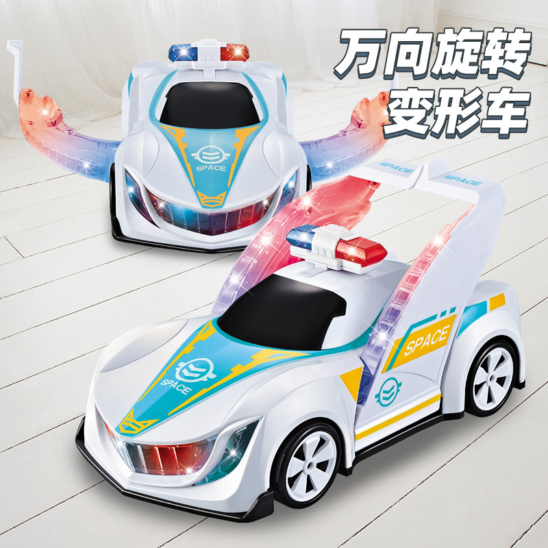 Tiktok misma deformación eléctrica policía coche música luz truco giratorio universal camión de bomberos juguete para niños al por mayor