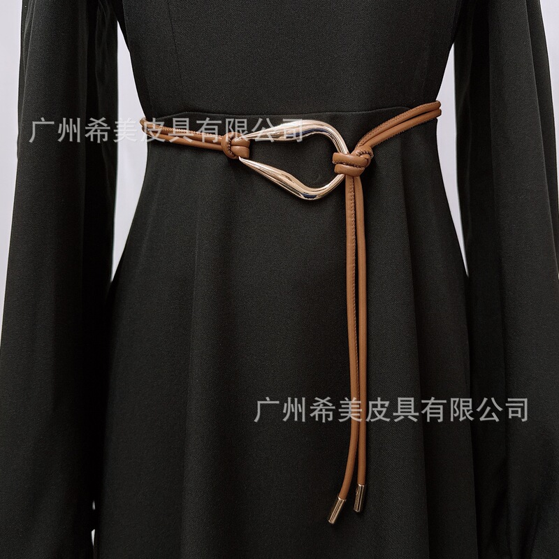 百搭女士pu小皮绳腰带收腰连衣裙大衣装饰打结腰绳细皮带时尚休闲|undefined